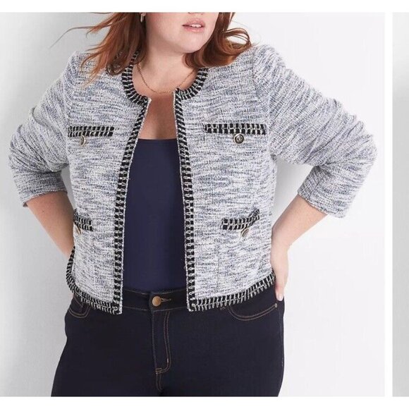 Lane Bryant Jackets & Blazers - lane bryant Plus Size Boucle Knit Tweed Crop Jacket NWT Sz 24